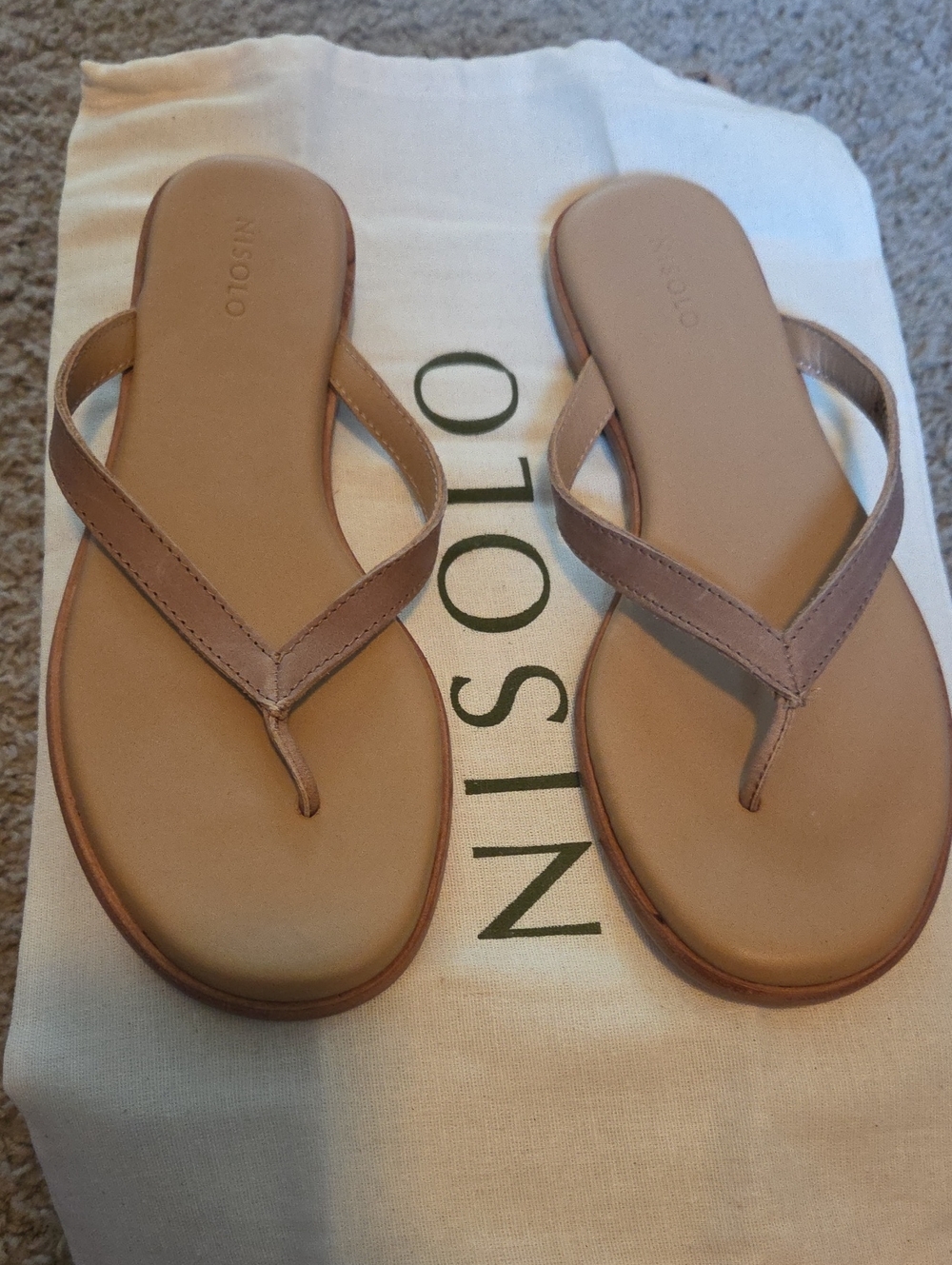 Nisolo Women's Neutral Tan Leather Thong Sandals